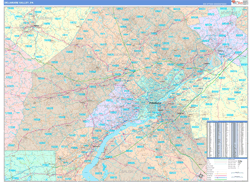 Delaware Valley Metro Area Wall Map Color Cast Style 2024